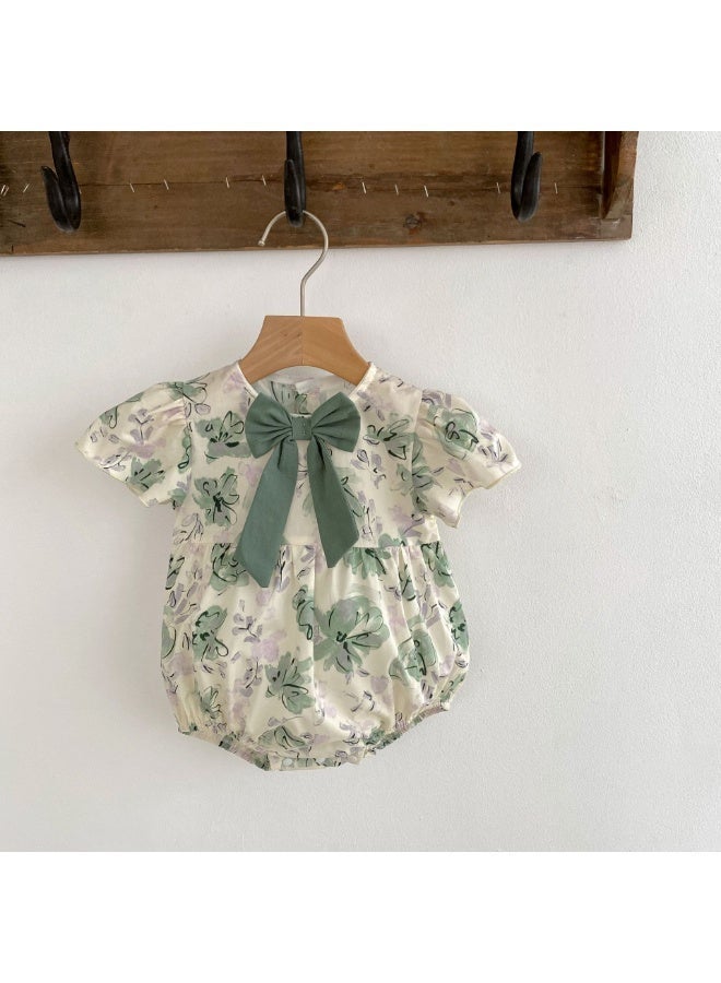 DOOKOO Summer Newborn Baby Flower Printing Romper Infant GIrls Cotton Clothing Casual Bowknot Bodysuit - Image 2